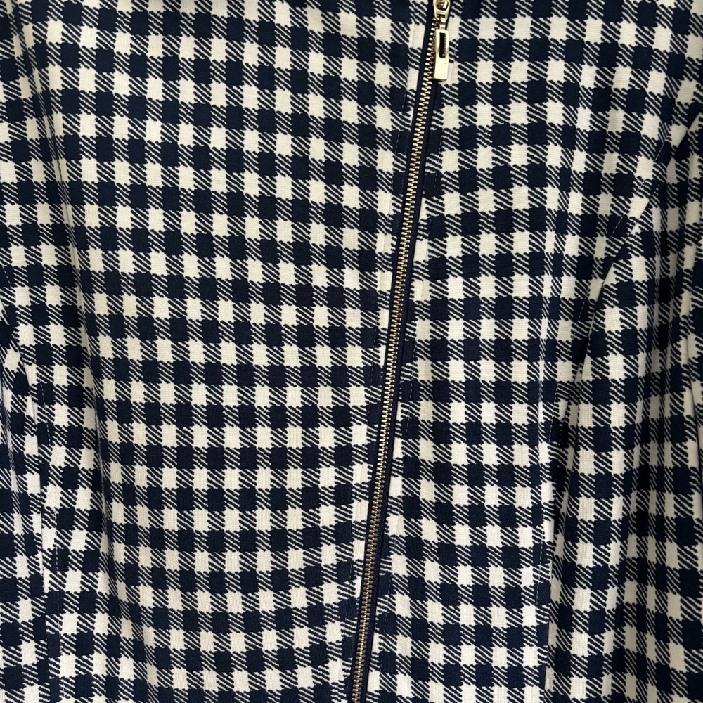 Chico’s Navy/White Gingham Checkered Knit Jacket, Size XL/16 - Picture 2 of 12